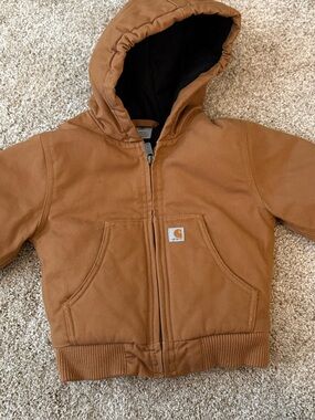 Carhartt Toddler Jacket 24M | Brown Hooded Zip-Up Coat | Durable Warm